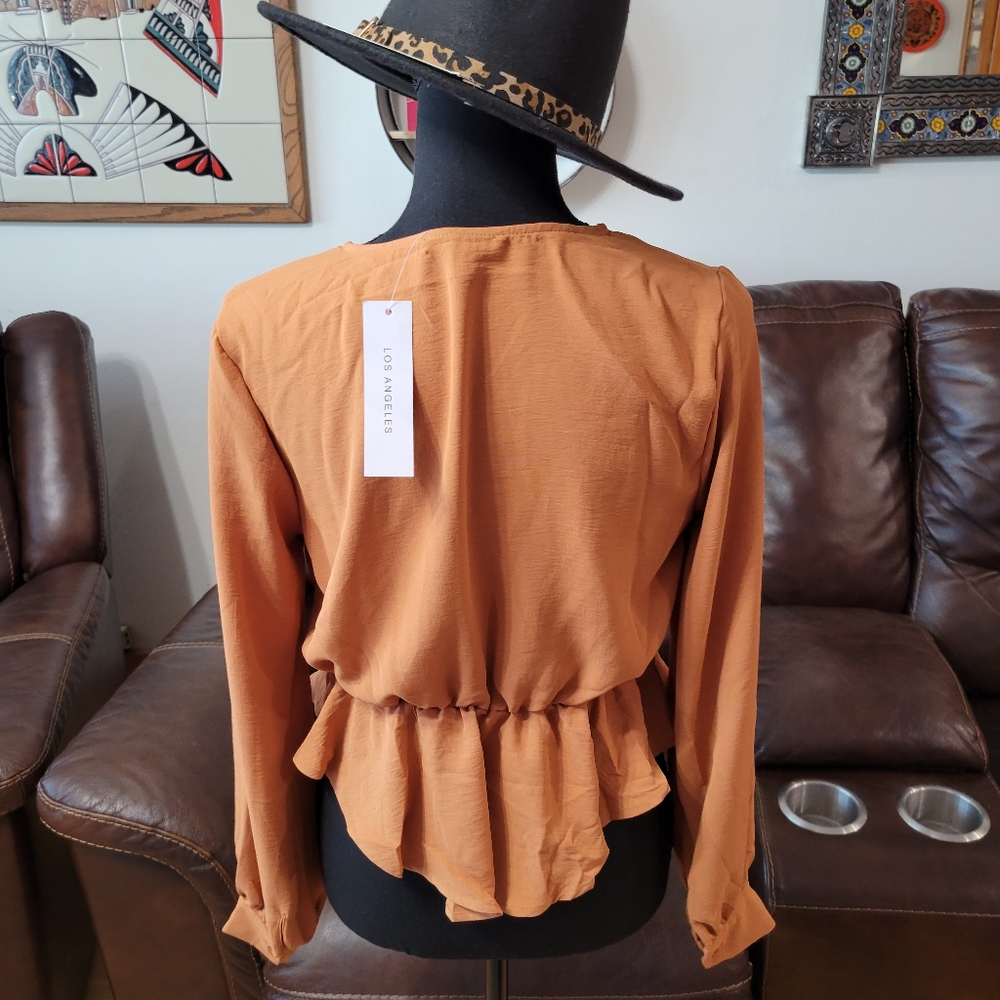 Timing Orange Ruffle Top - Picture 3 of 4
